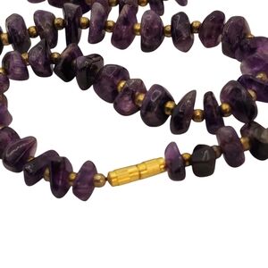 Vintage 20" Natural Polished Amethyst Choker Necklace
